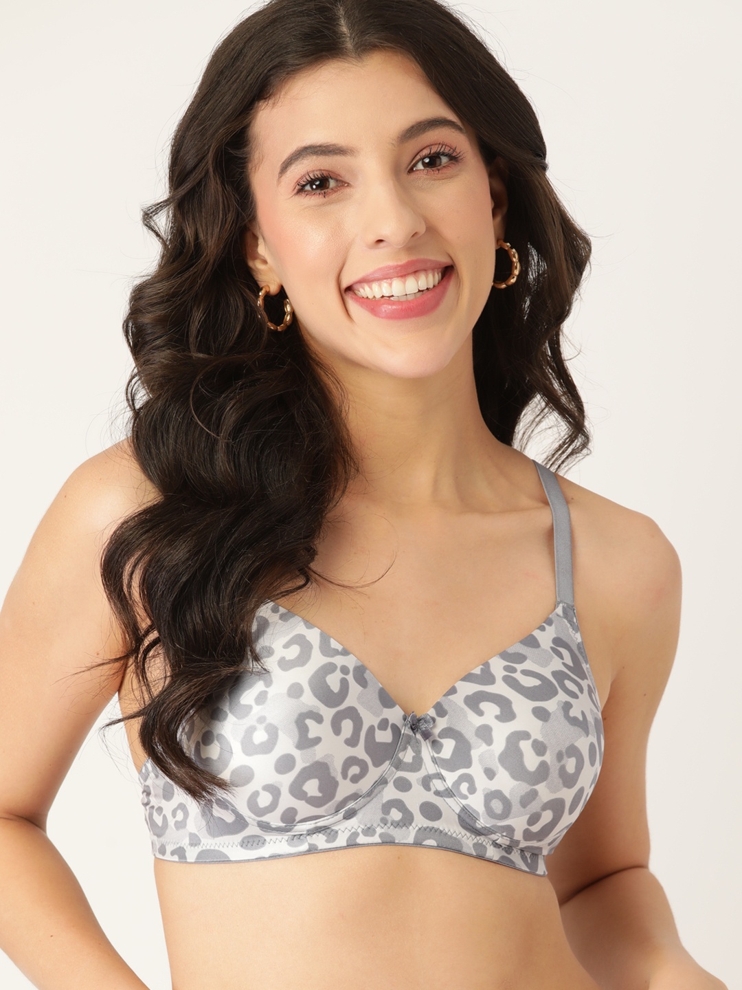 

DressBerry White & Grey Printed Lightly Padded Bra