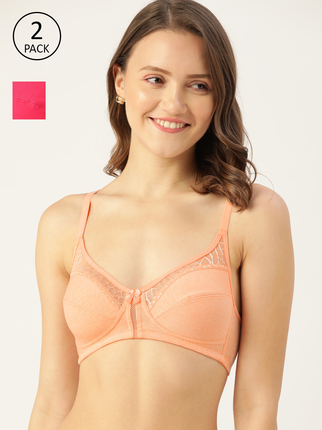 

DressBerry Pack Of 2 Solid Everyday Bra, Peach