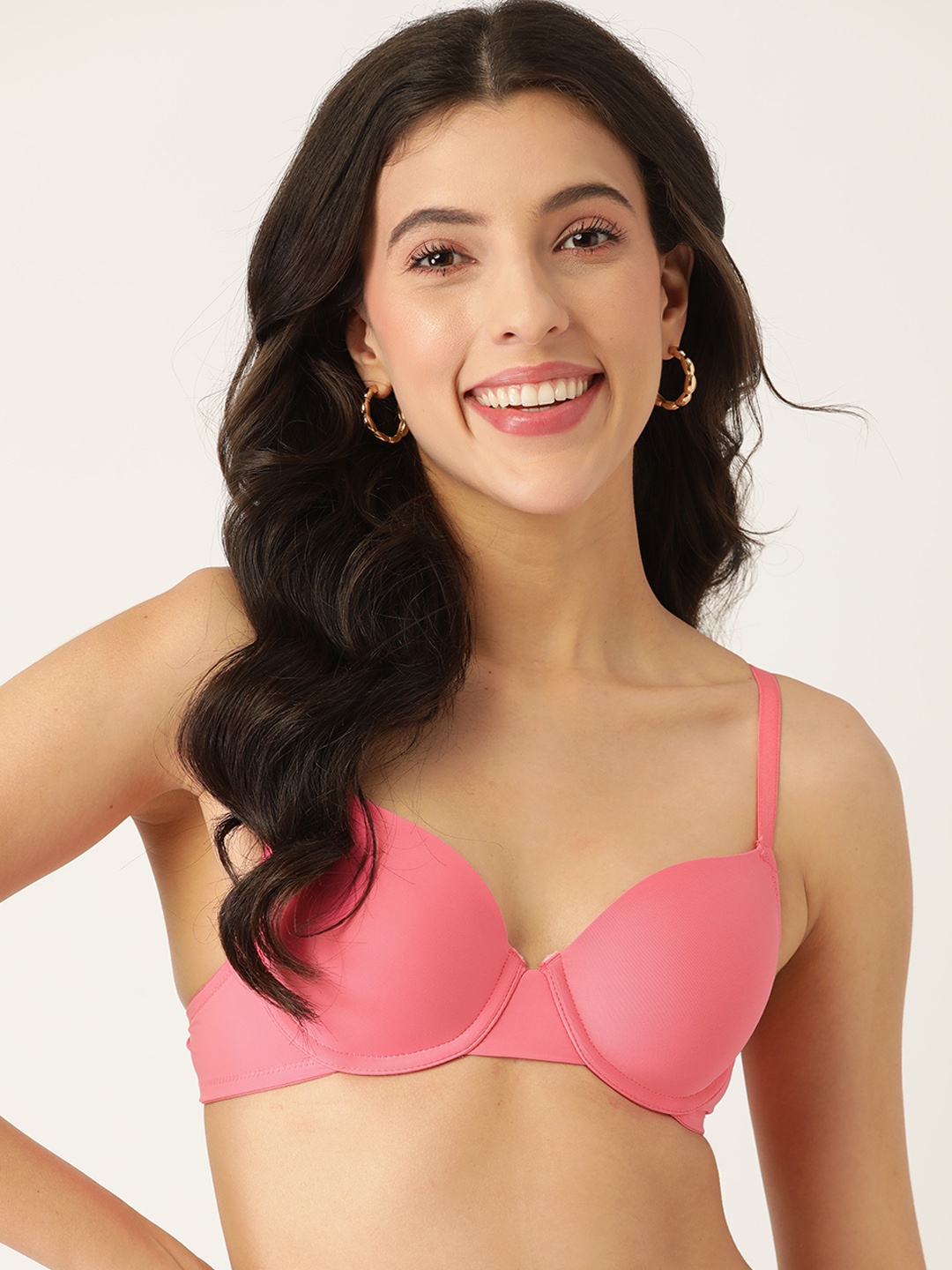 

DressBerry Pink Solid Underwired Lightly Padded Bra