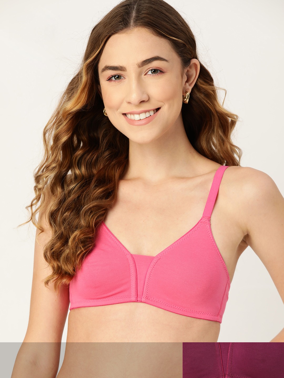 

DressBerry Women Pack of 2 Solid T-shirt Bra, Pink