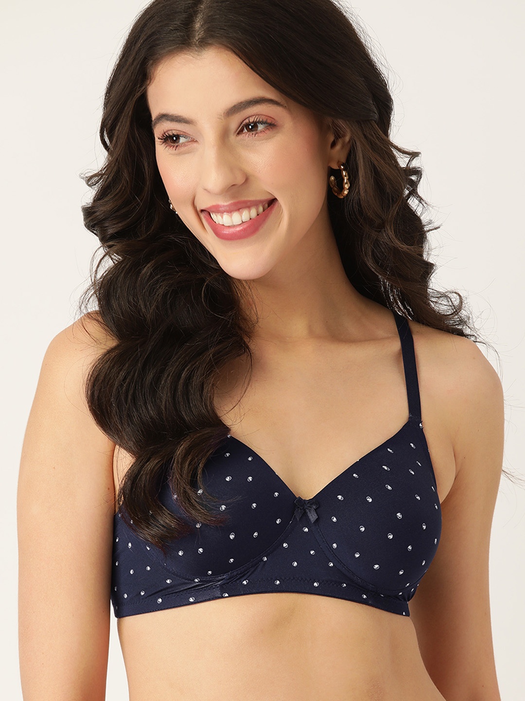 

DressBerry Navy Blue & White Printed Lightly Padded Bra