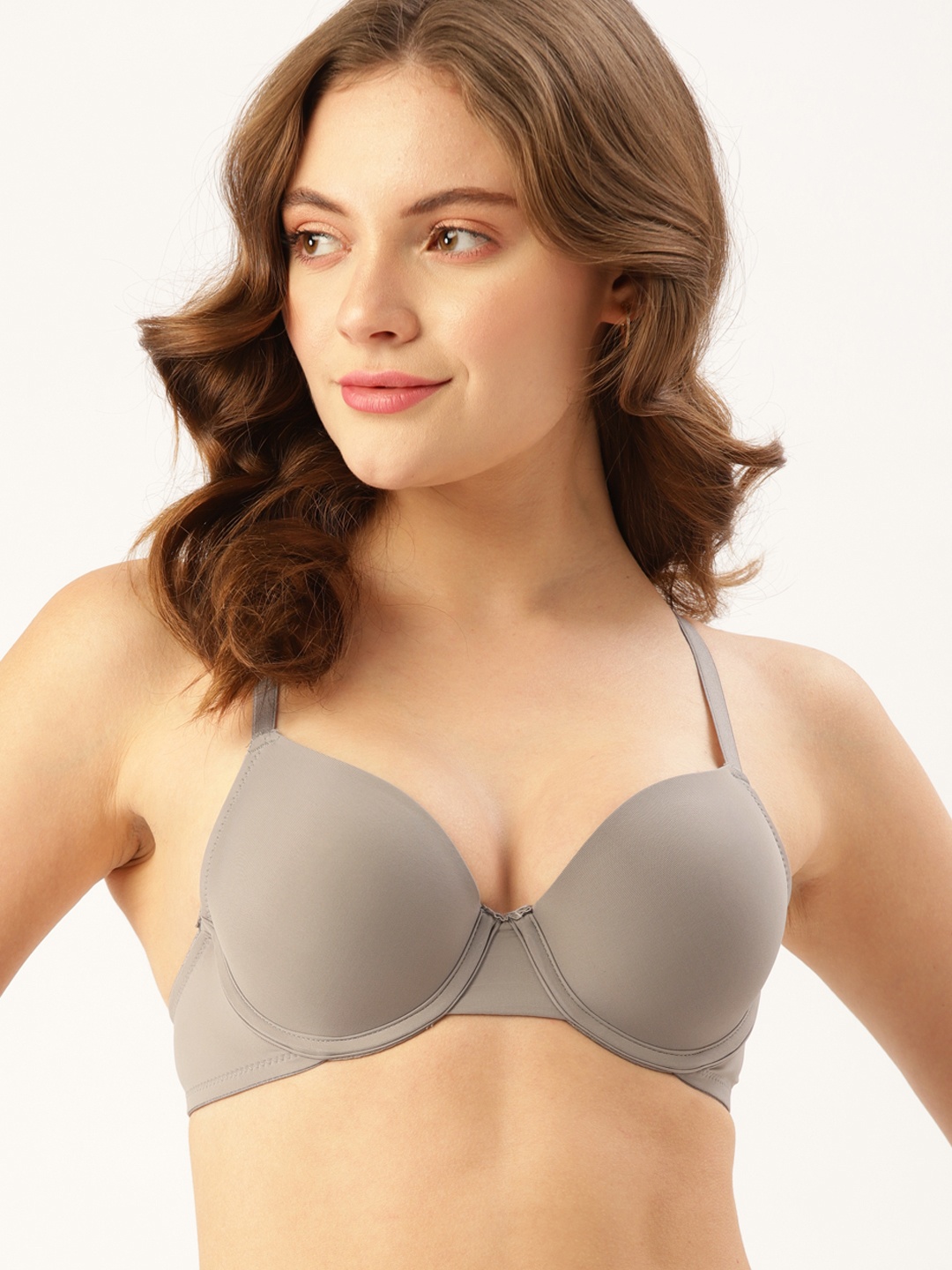 

DressBerry Grey Solid Bra - Underwired Lightly Padded