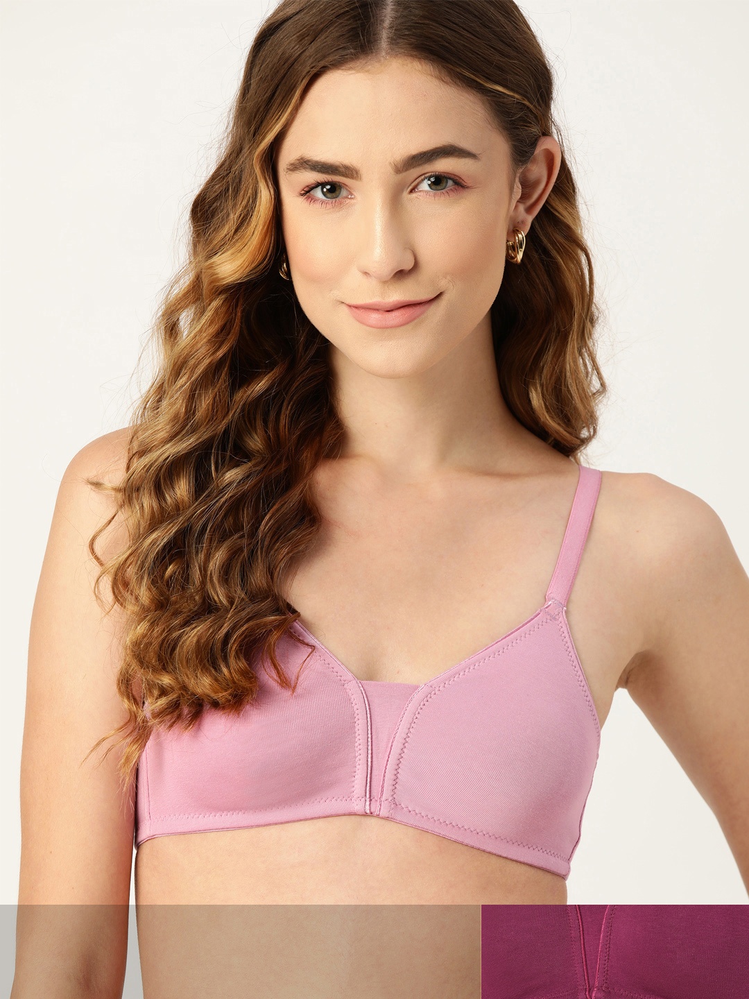 

DressBerry Pack of 2 Solid T-shirt Bras, Pink