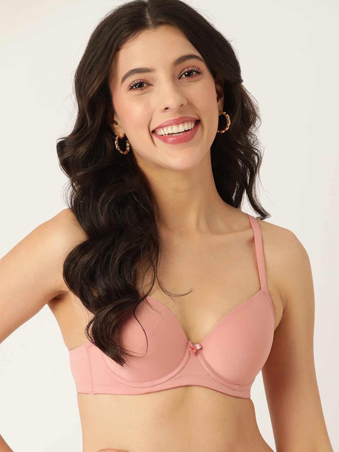 

DressBerry Pink Solid Underwired Lightly Padded Bra, Rose