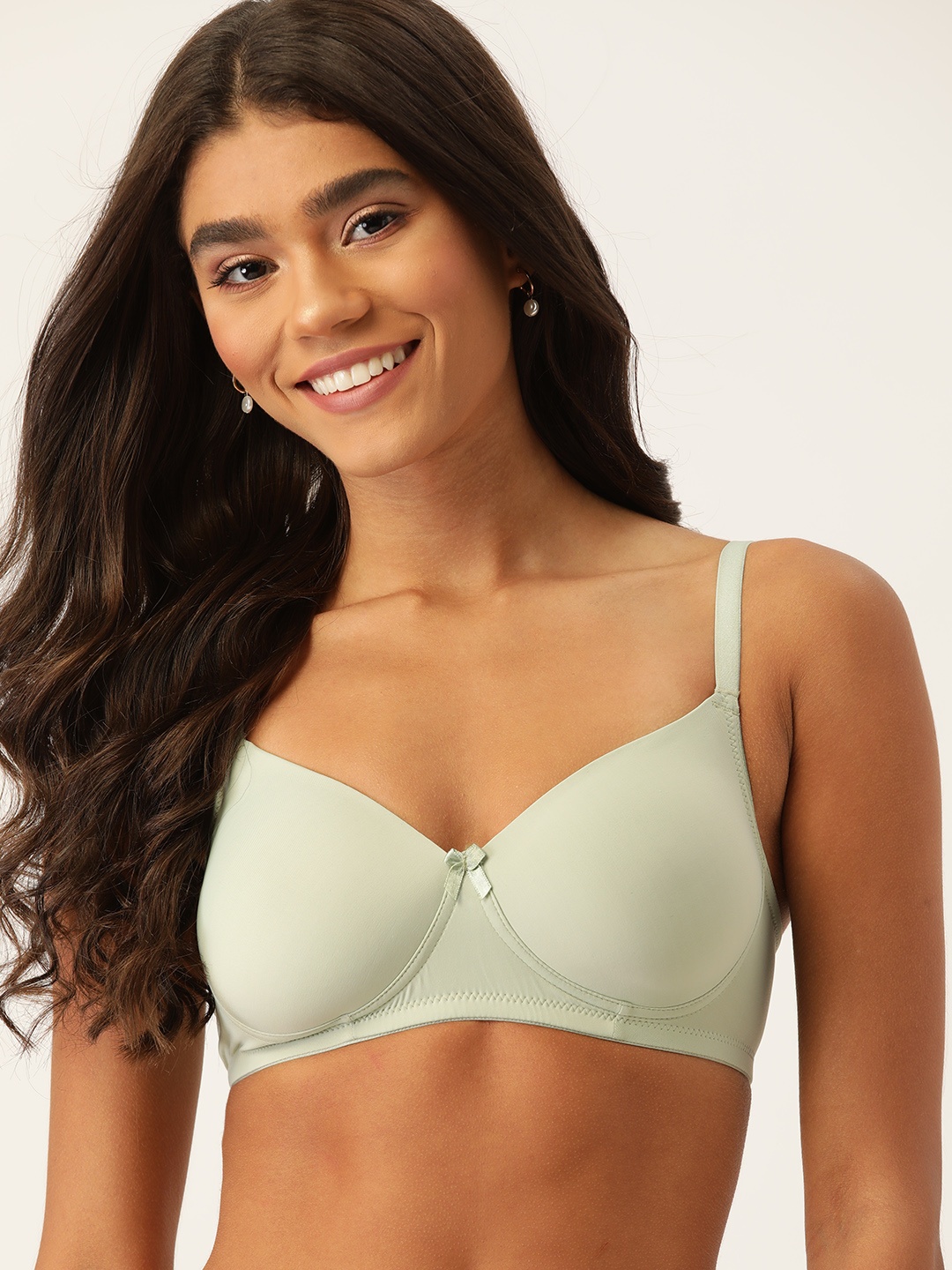

DressBerry Sage Green Solid Lightly Padded Medium Coverage T-shirt Bra
