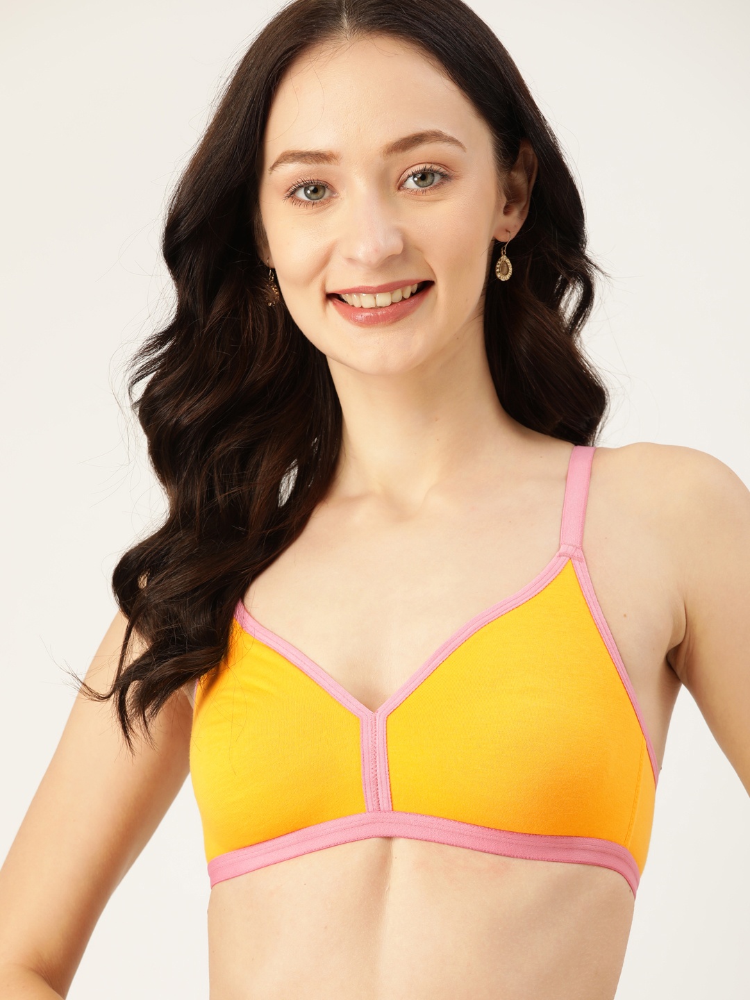 

DressBerry Yellow & Pink Everyday Bra-Medium Coverage Non-Wired