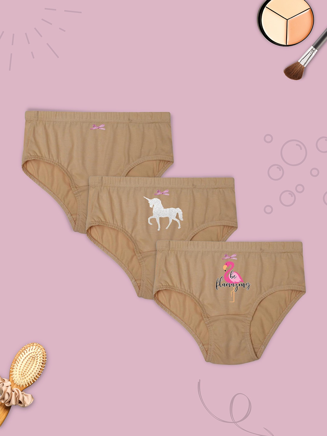 

DChica Girls Pack Of 3 Cotton Basic Briefs DCPNJU6926/4-5, Beige