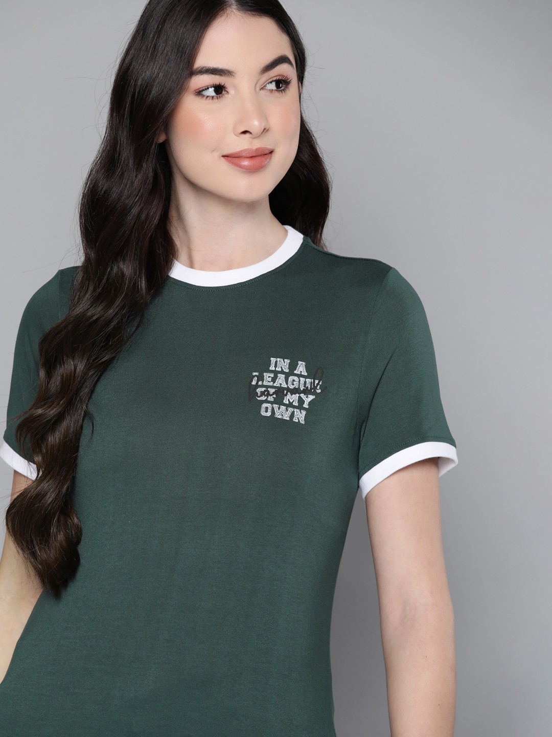 

Harvard Women Green Solid Pure Cotton T-shirt