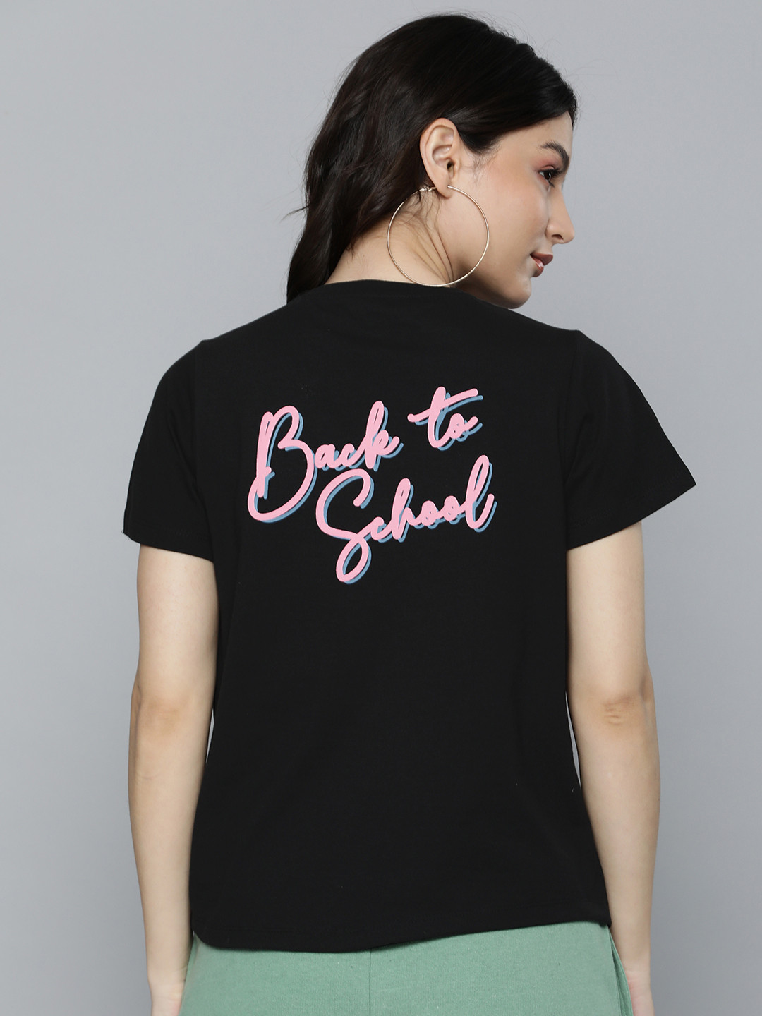 

Harvard Women Black Typography Printed Round-Neck Pure Cotton T-shirt