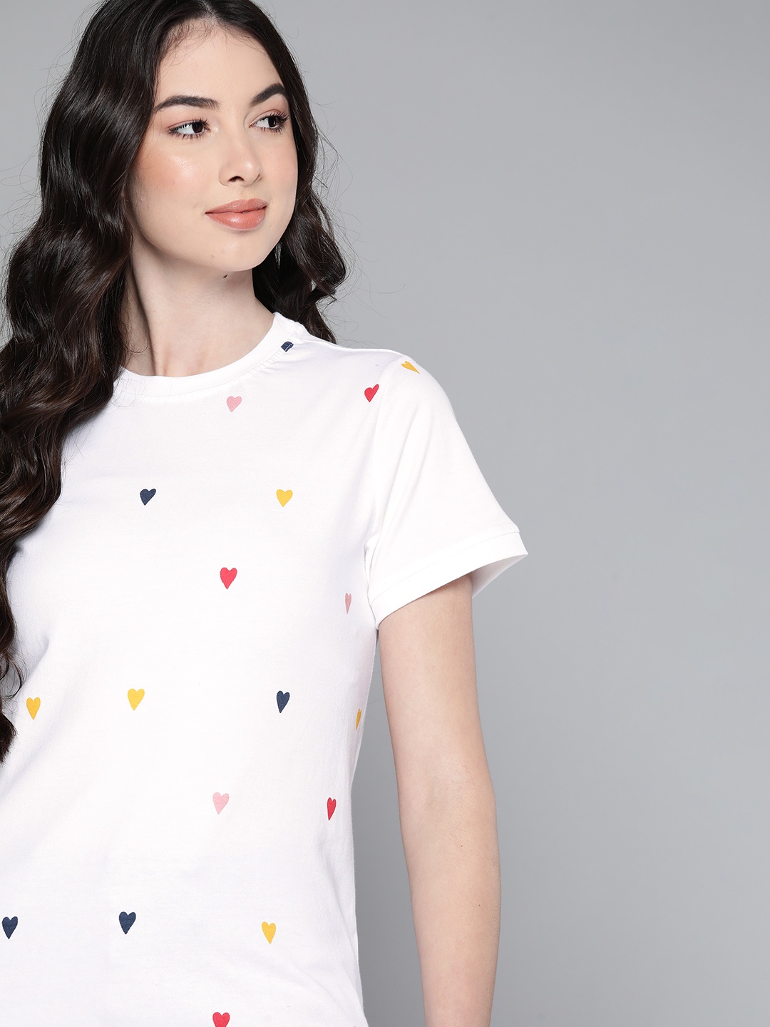 

Harvard Women White & Red Printed Pure Cotton T-shirt