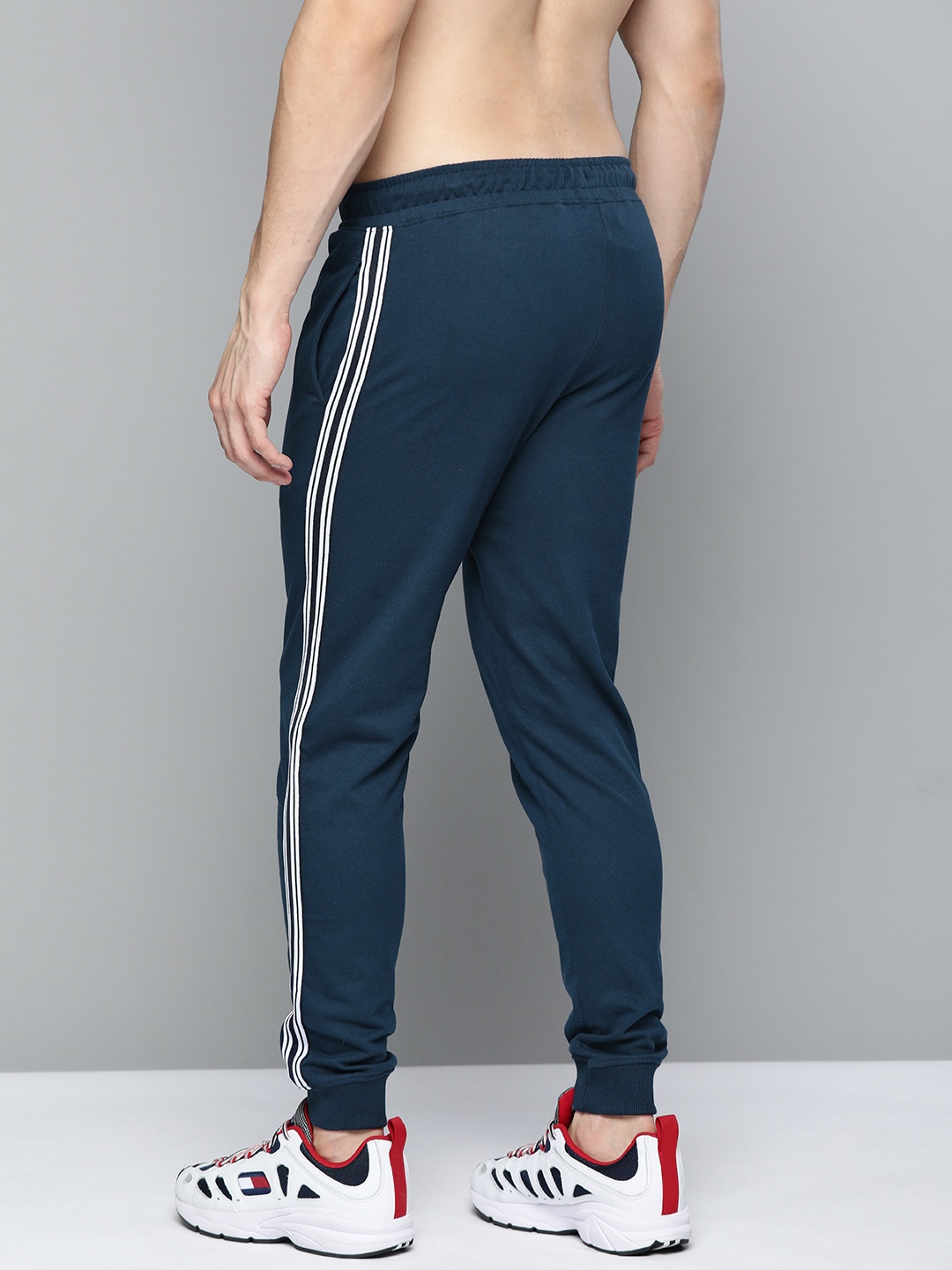 

Harvard Men Navy Blue Solid Joggers with Side-Striped Detail