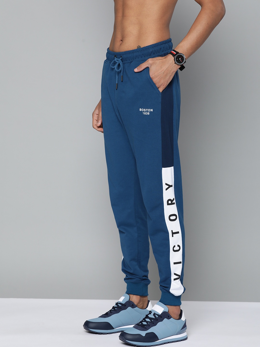 

Harvard Men Blue & White Typography Printed Joggers