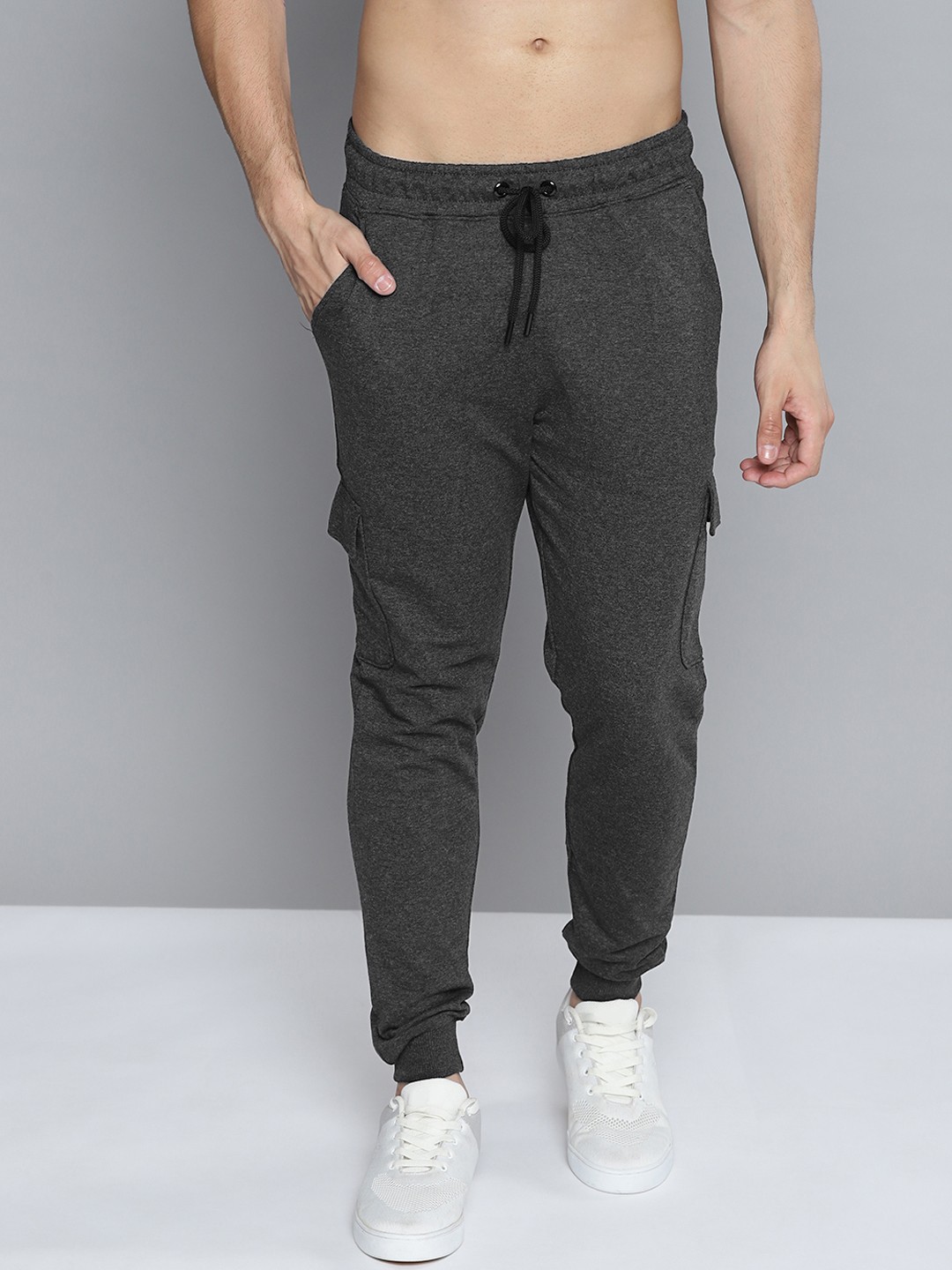

Harvard Men Charcoal Grey Solid Joggers