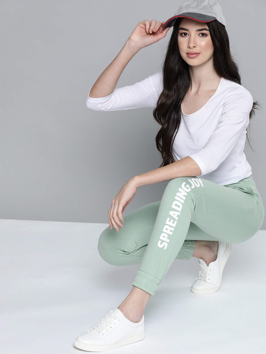 

Harvard Women Sea Green Printed Detail Joggers