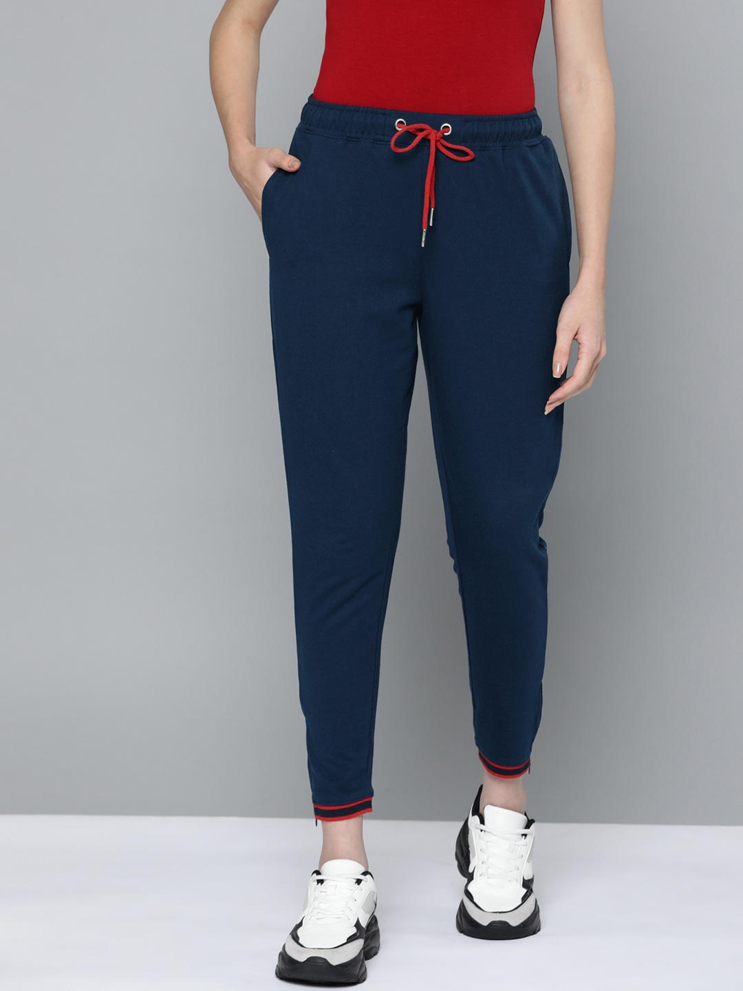 

Harvard Women Navy Blue Solid Cropped Joggers