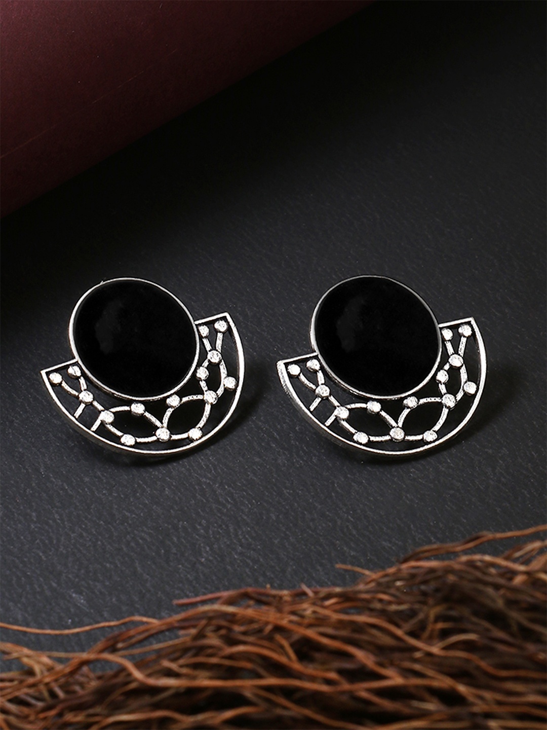 

Adwitiya Collection Silver-Toned Contemporary Studs