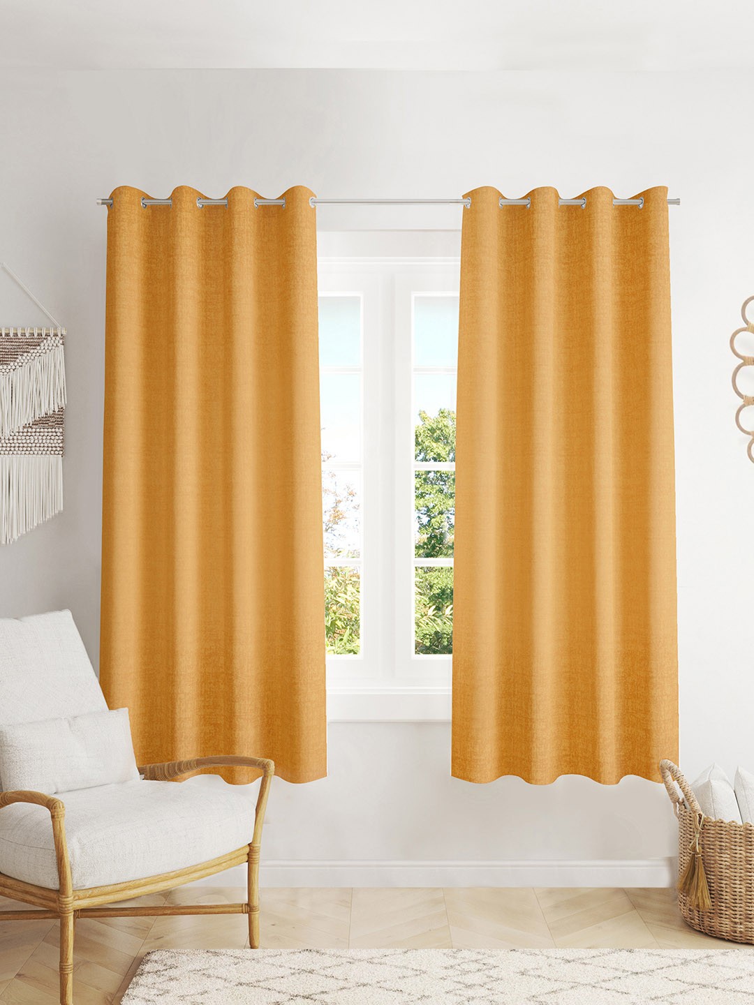 

HomeTown Mustard Set of 2 Black Out Window Curtain