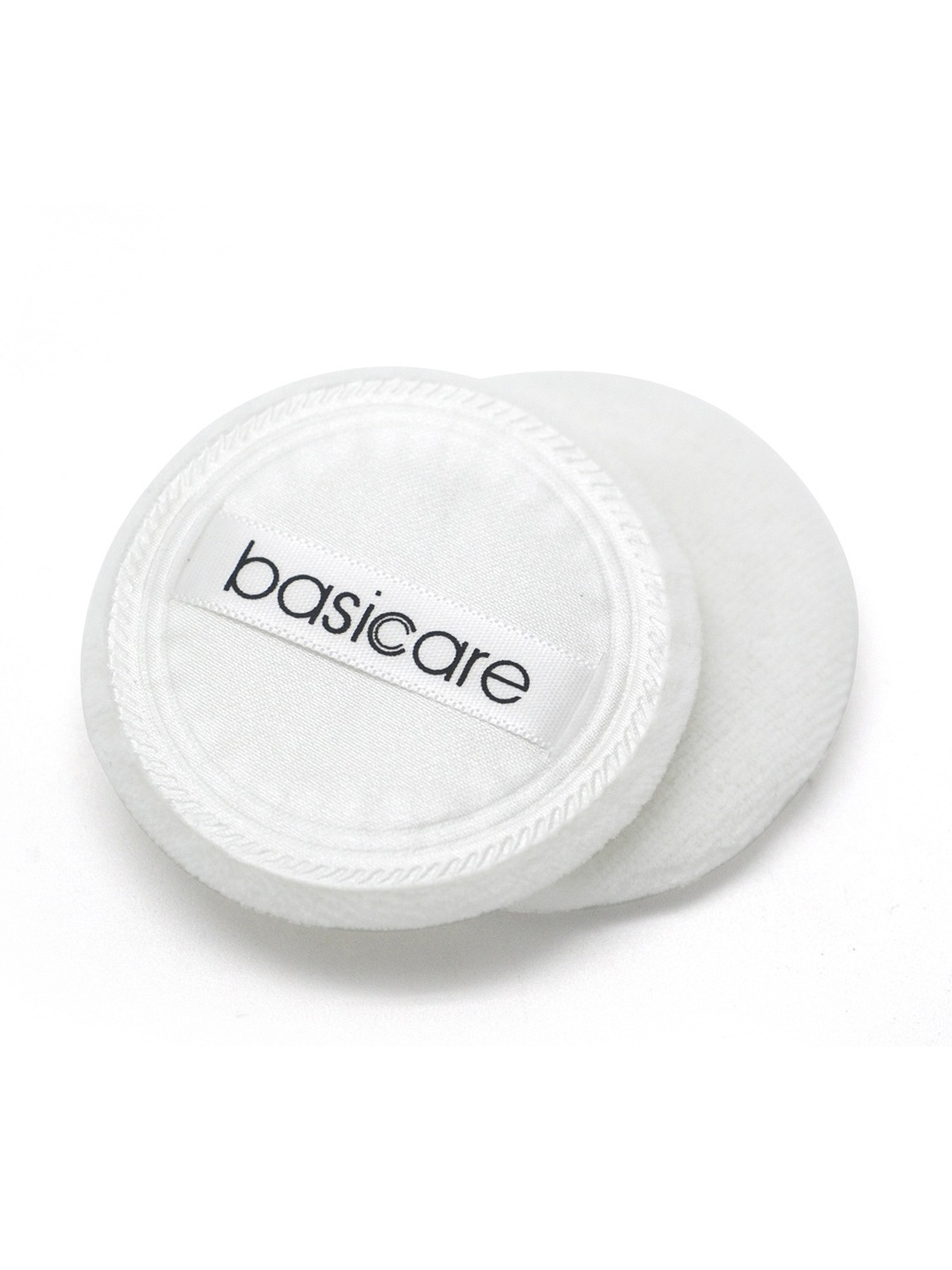 

Basicare Women Pack of 2 White 100% Cotton Velour Satin Backed Compact Puff