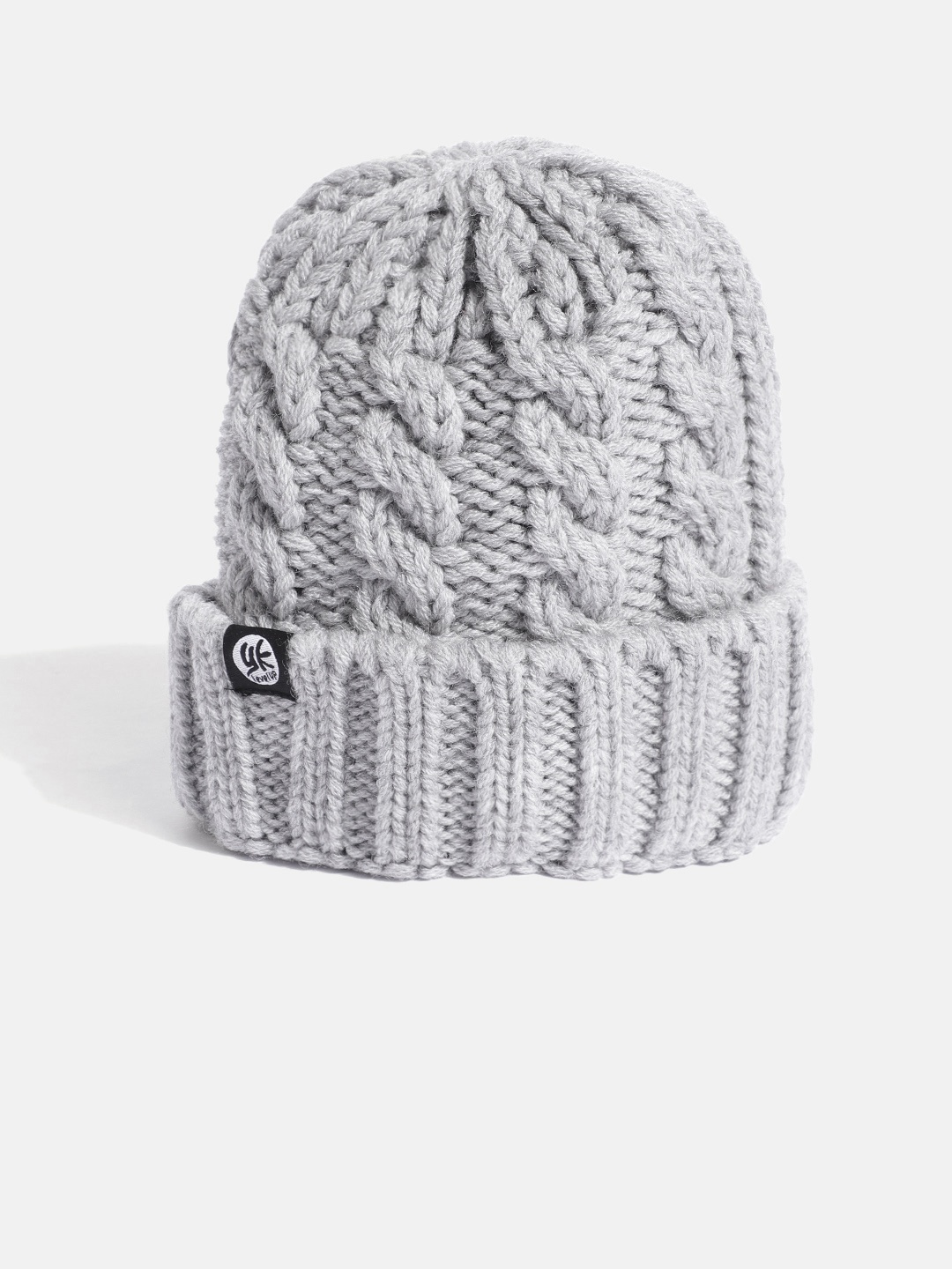 

YK Kids Grey Cable Knit Self-Design Beanie