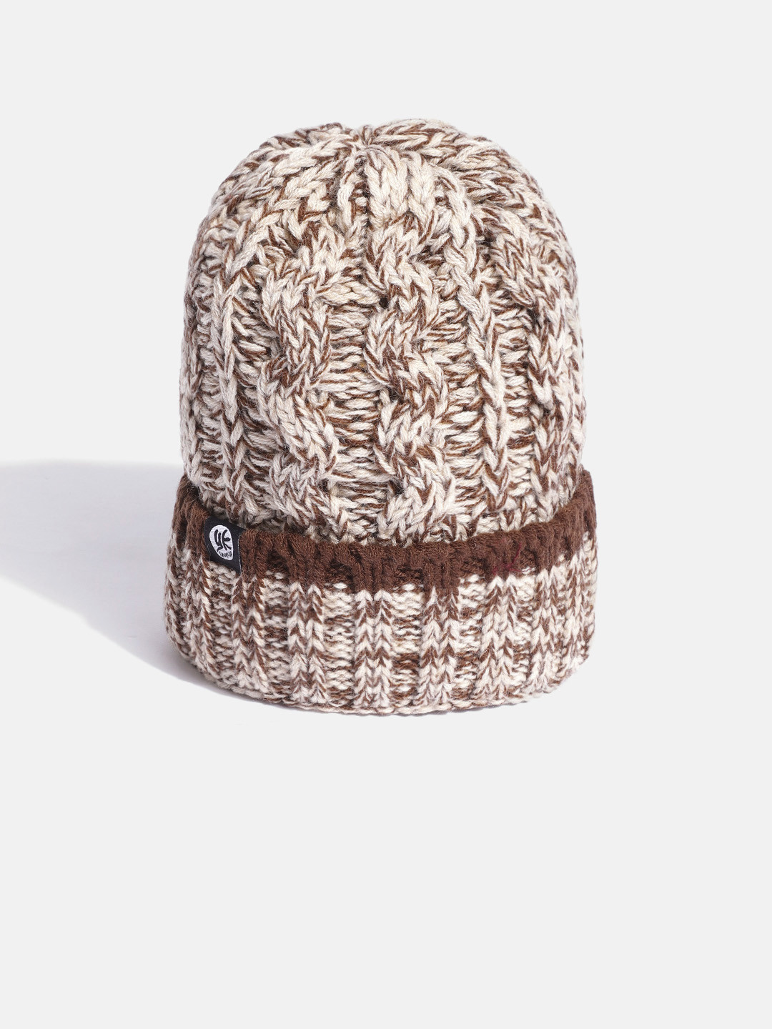 

YK Kids Coffee Brown & Beige Self-Design Beanie