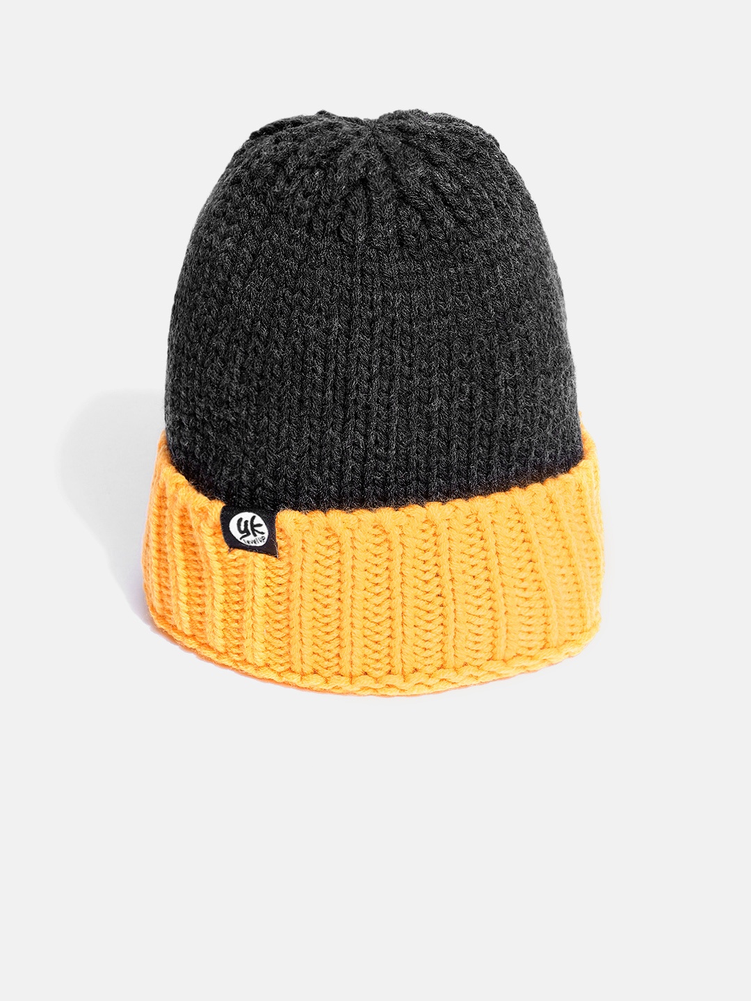 

YK Kids Black & Yellow Colourblocked Beanie