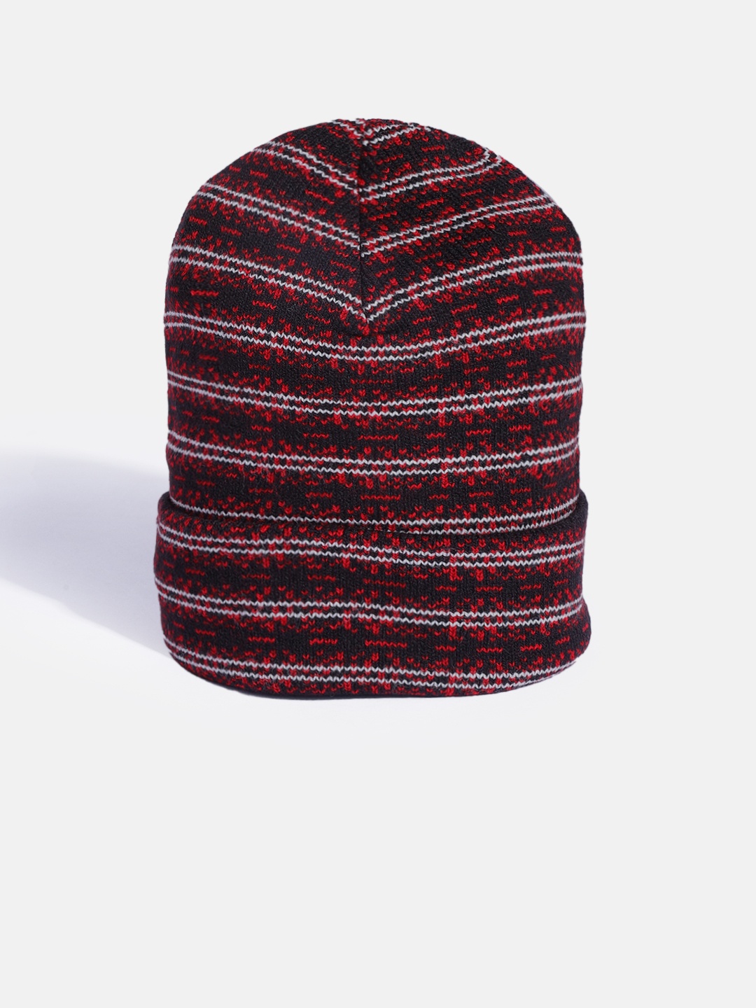 

YK Kids Black & Red Self Striped Beanie