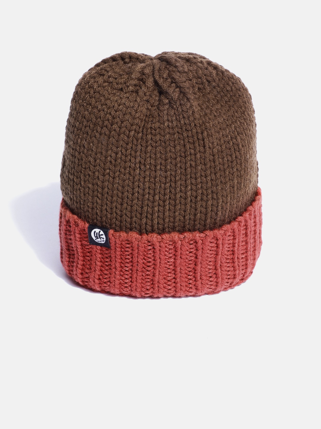 

YK Kids Brown & Maroon Woven Design Beanie