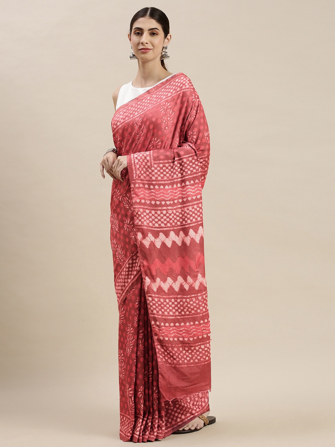 

swatika Brown Handloom Dabu Blend Mysore Silk Saree