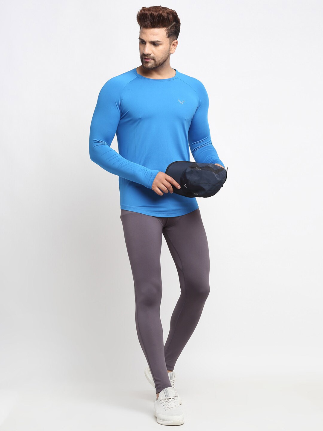 

Invincible Men Stretch Full Sleeve Tee, Turquoise blue