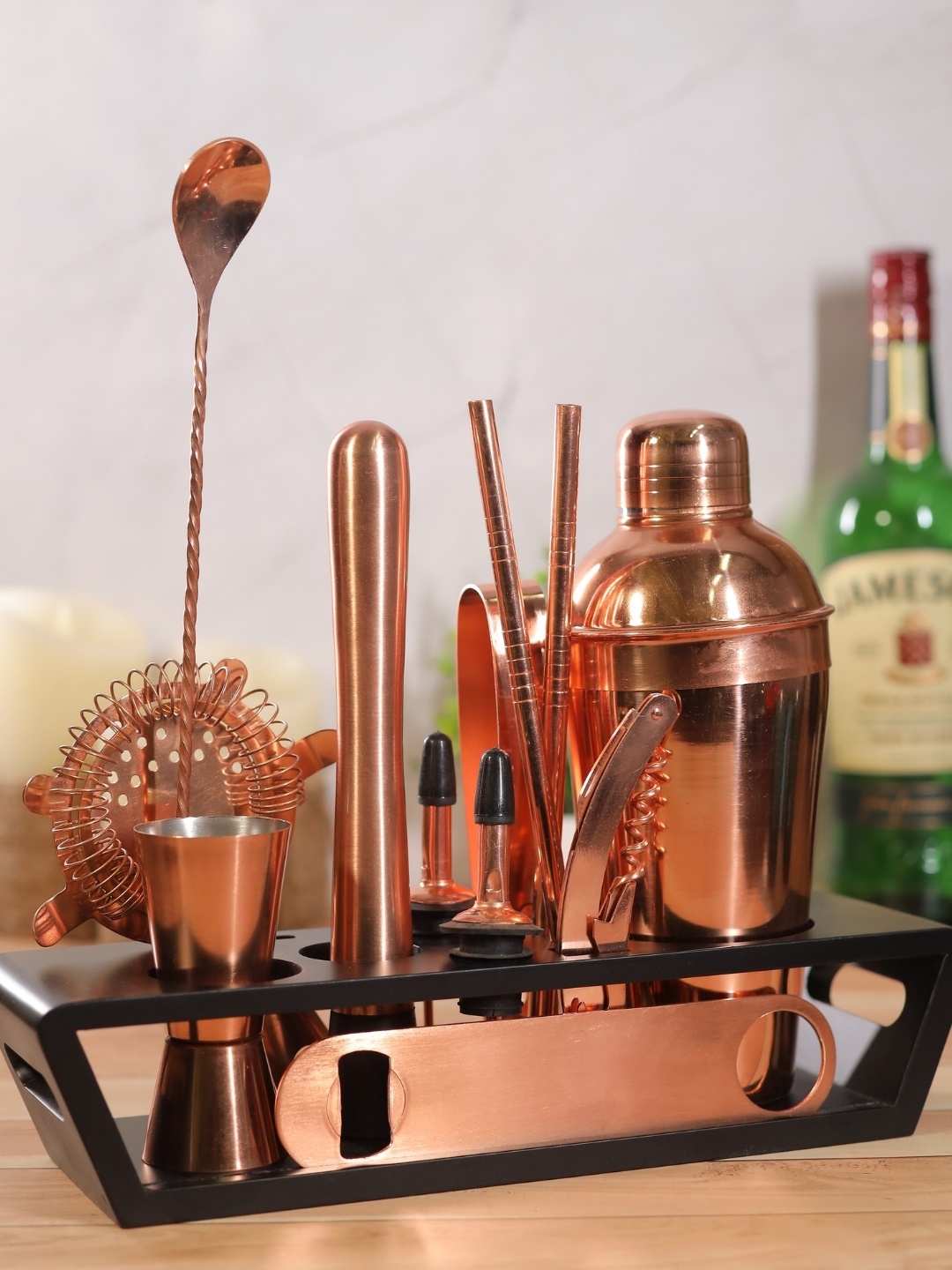 

BAR BOX Set Of 12 Rose-Gold Solid Bar Accessories