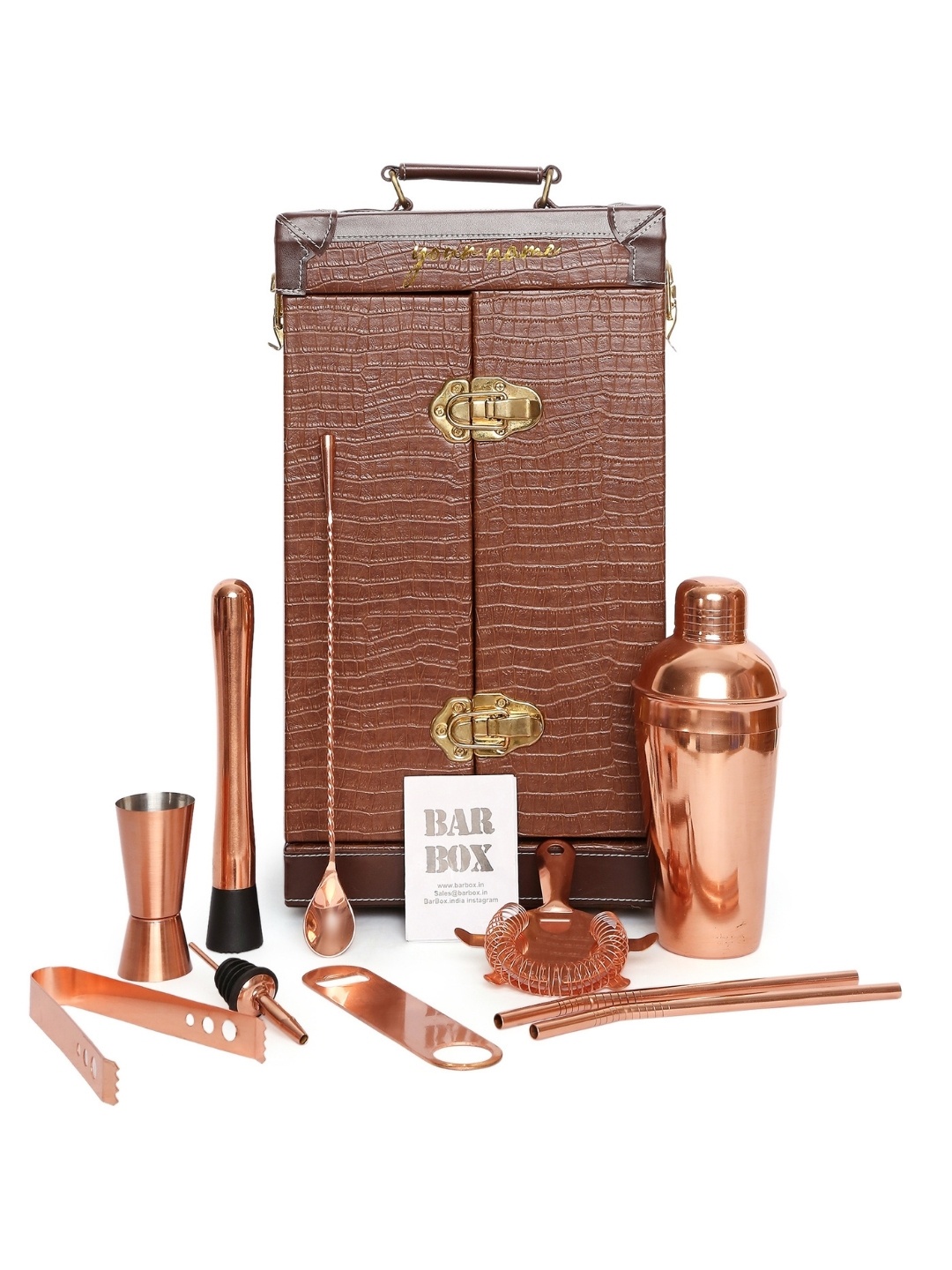 

BAR BOX Brown Textured Stainless Steel Bar Tool Set