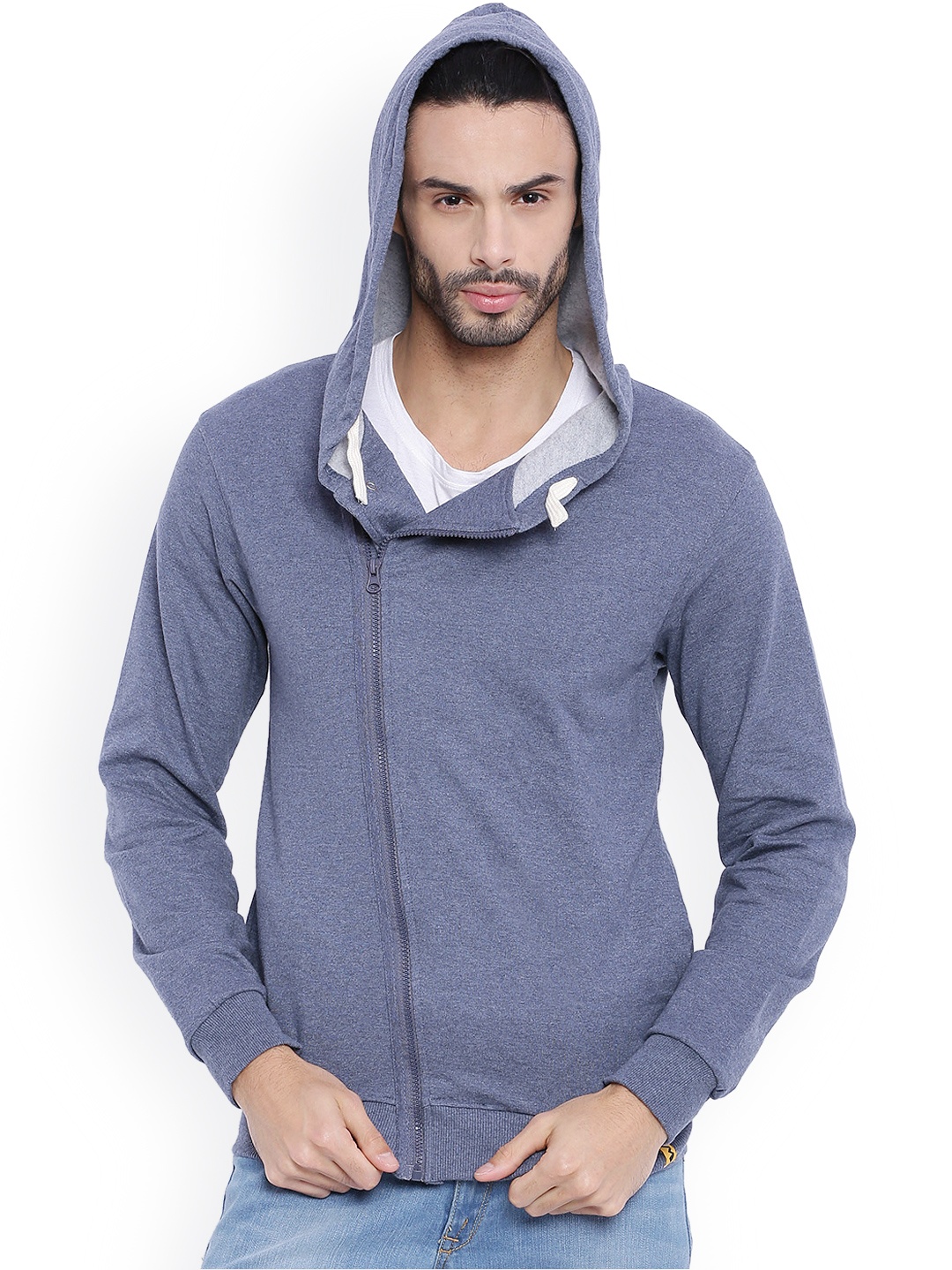 

Campus Sutra Blue Hooded Sweatshirt