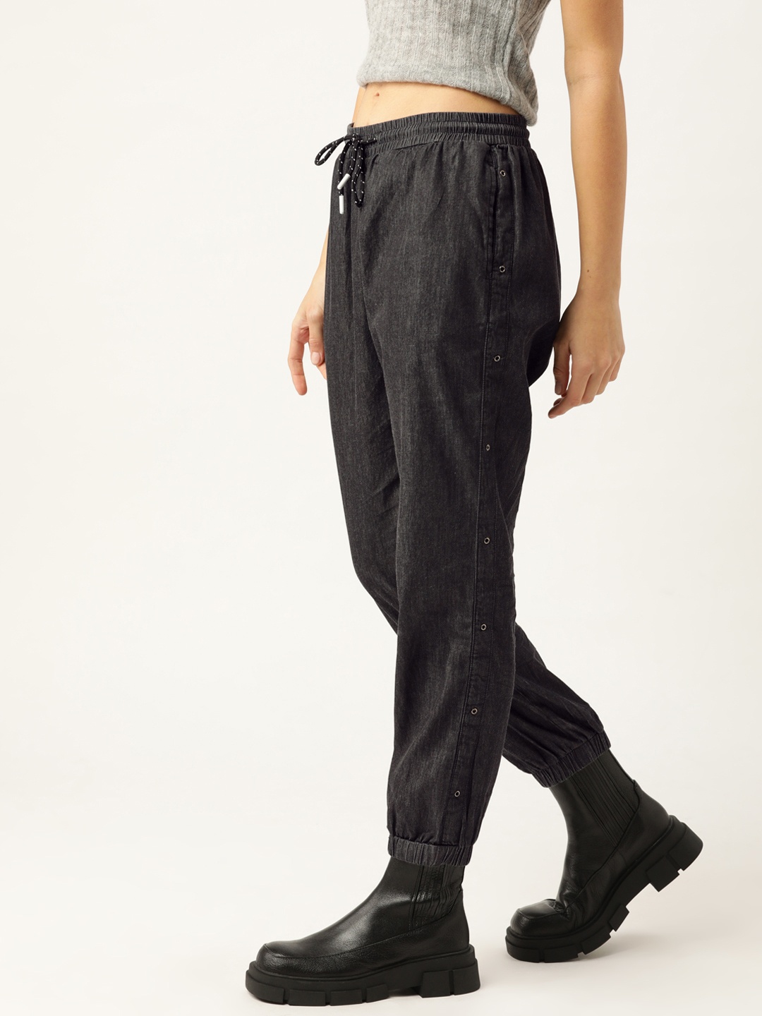 

DressBerry Women Charcoal Pleated Joggers Trousers