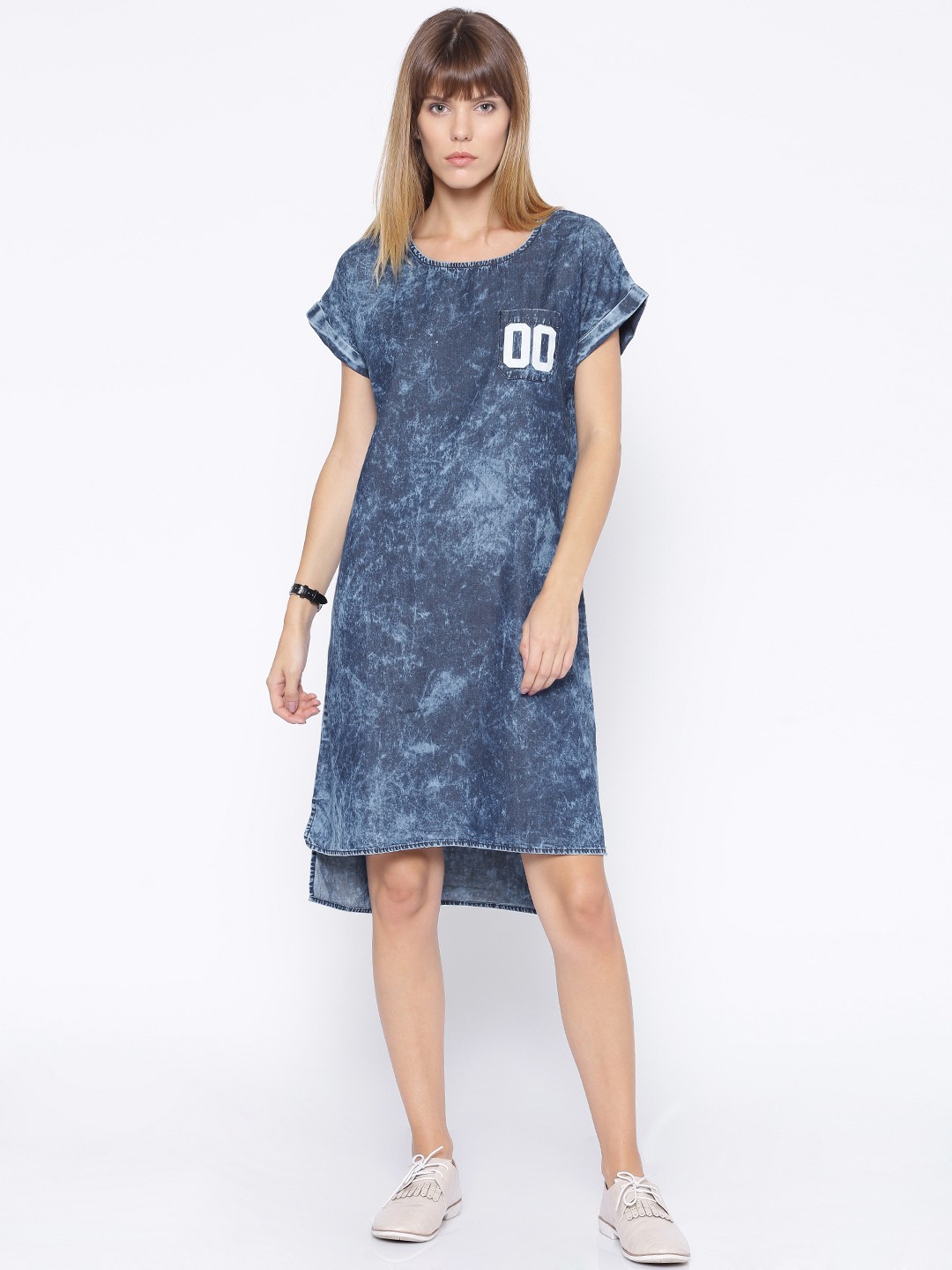 

Tokyo Talkies Blue Denim A-Line Dress