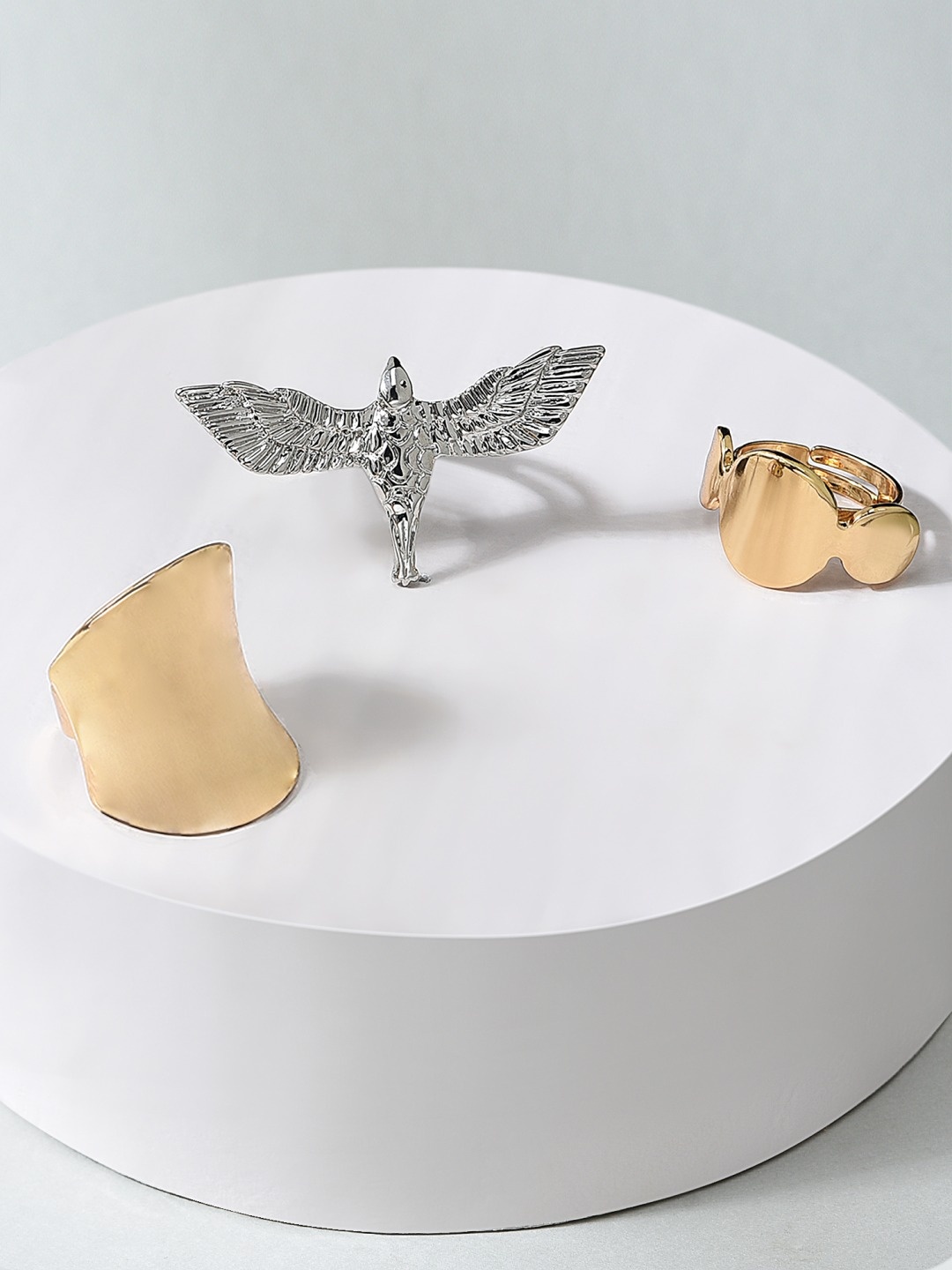 

AMI Women Set Of 3 Gold-Plated Gold And Silver-Toned Adjustable Finger Rings