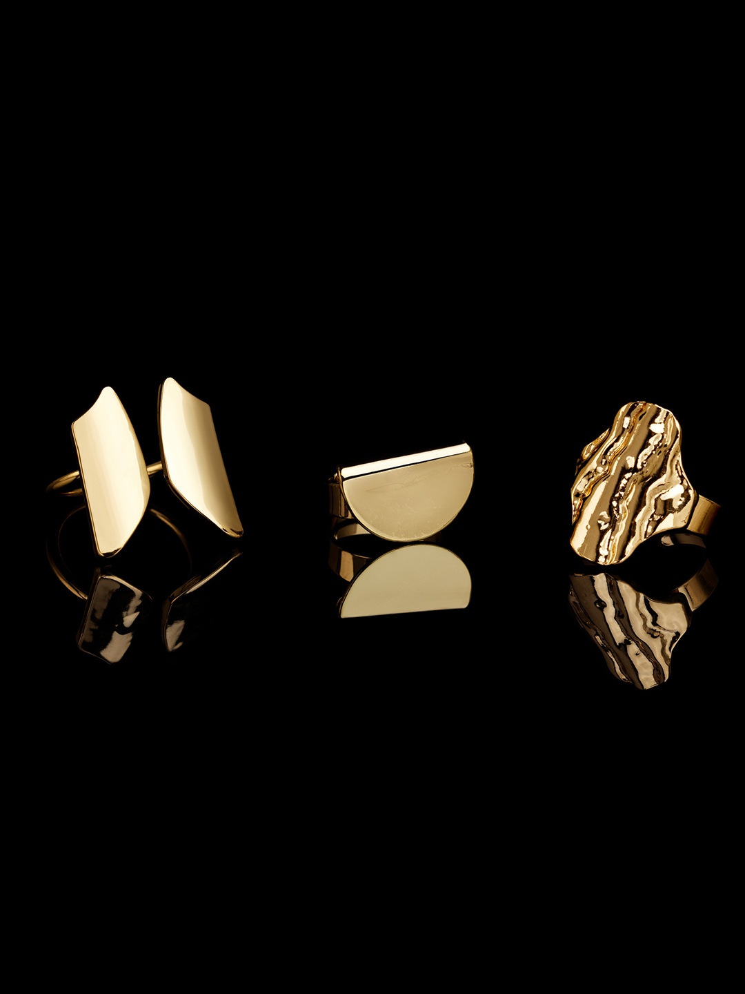 

AMI Set Of 3 Gold-Plated Adjustable Finger Rings