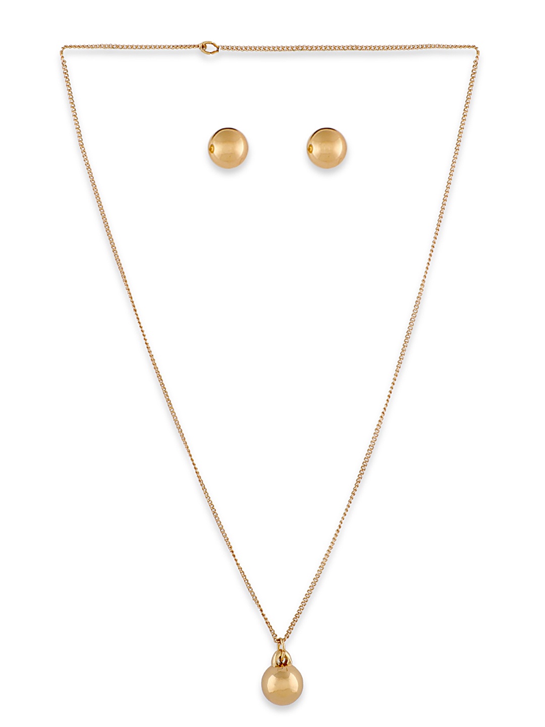 

AMI Gold-Plated Gold-Toned Artificial Beads-Studded Classy Metal Pendant With Chain