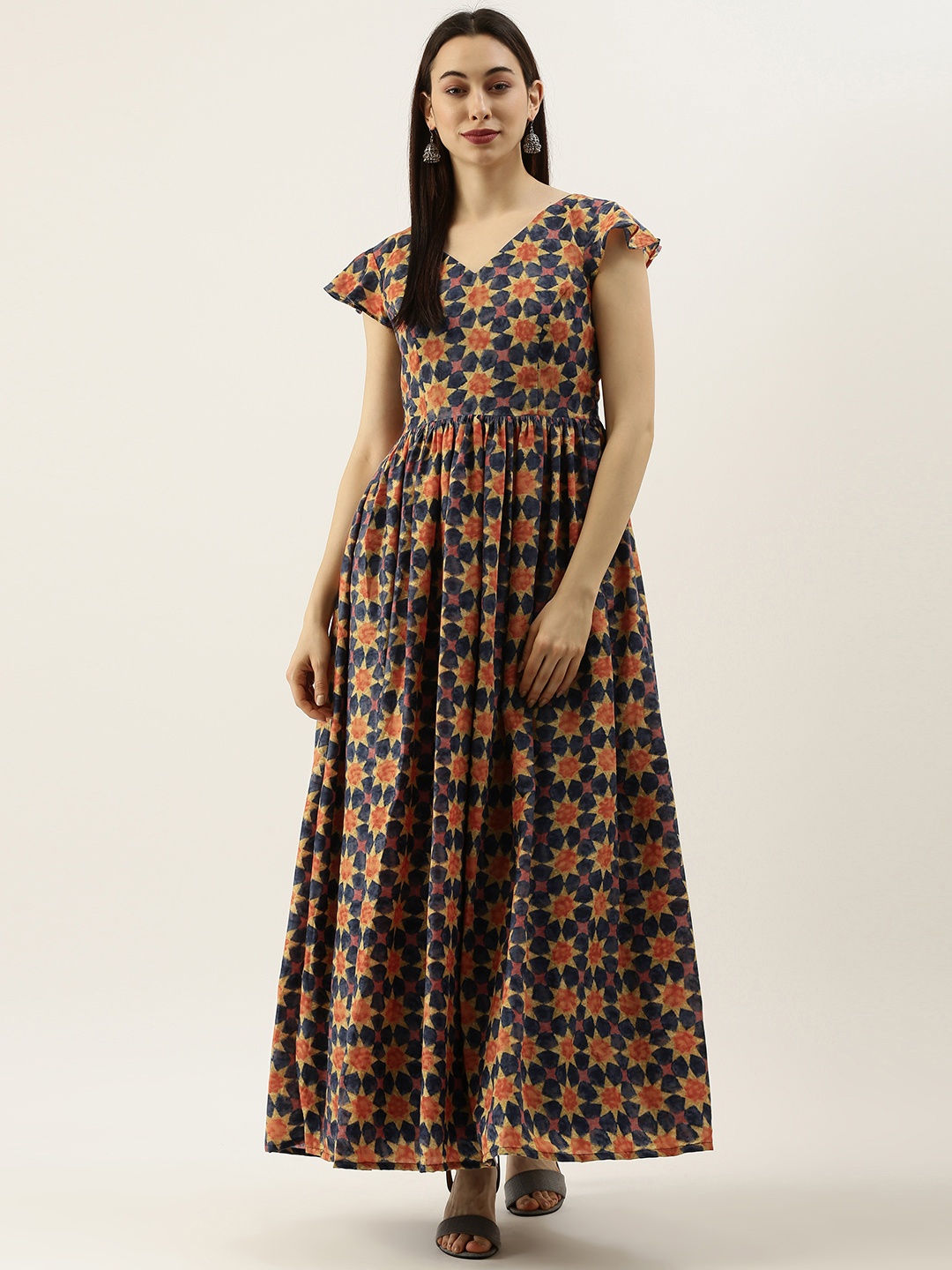 

Ethnovog Women Multicoloured Made To Measure Printed Maxi Dress, Multi