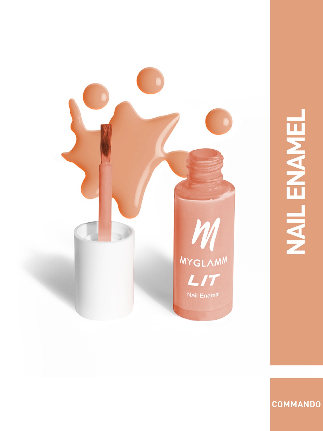 

MyGlamm LIT Nail Enamel-Commando-7ml, Peach