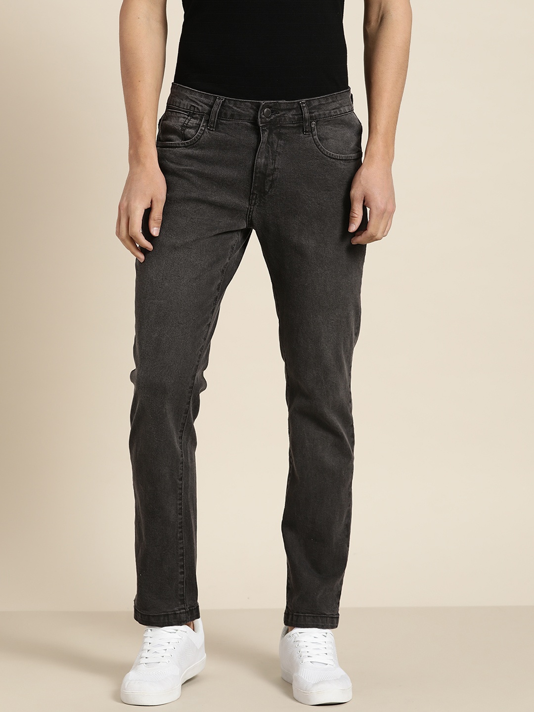 

ether Men Charcoal Black Slim Fit Stretchable Jeans