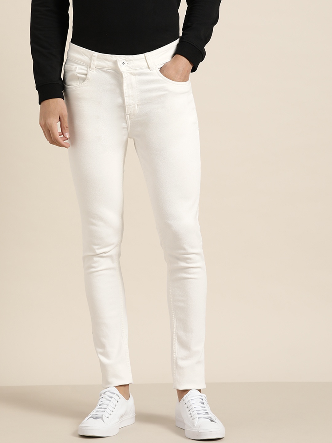 

ether Men White Slim Fit Stretchable Jeans