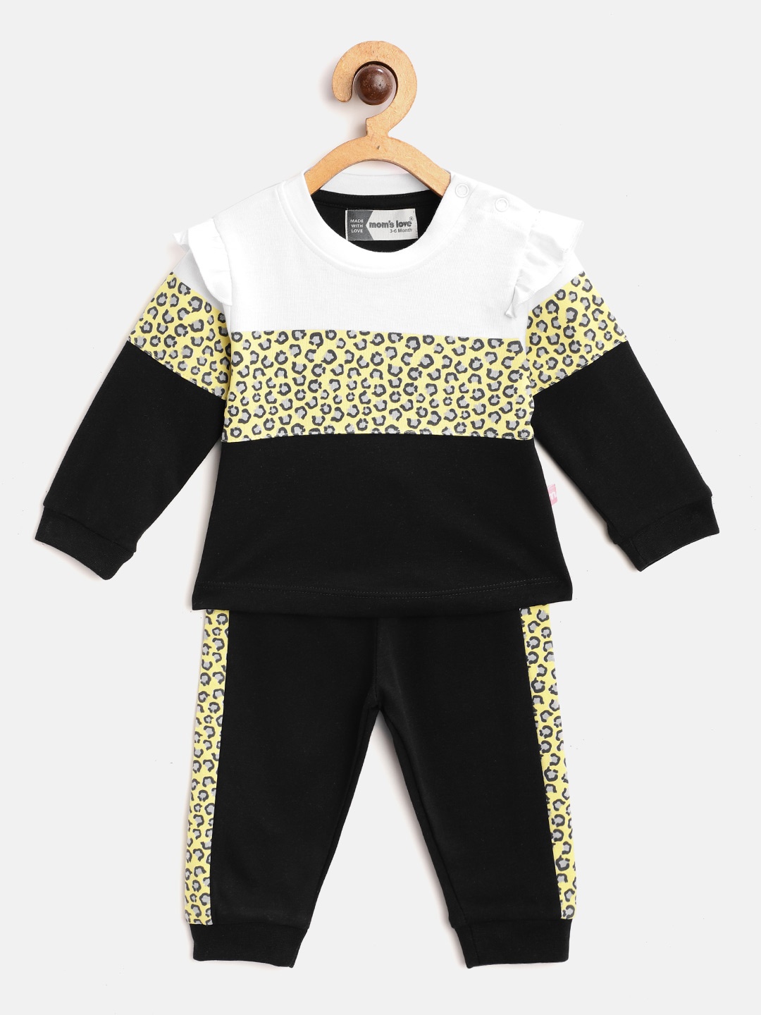 

Moms Love Infant Girls Black & White Colourblocked Cotton Clothing Set