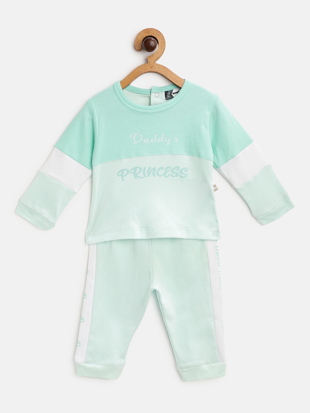 

Moms Love Infant Girls Green Colourblocked Cotton Clothing Set