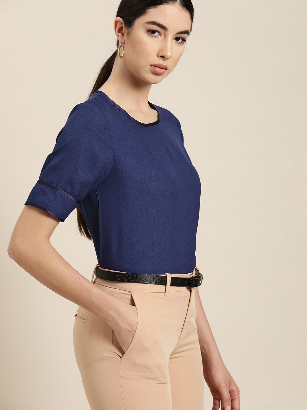 

her by invictus Women Navy Blue Solid Top