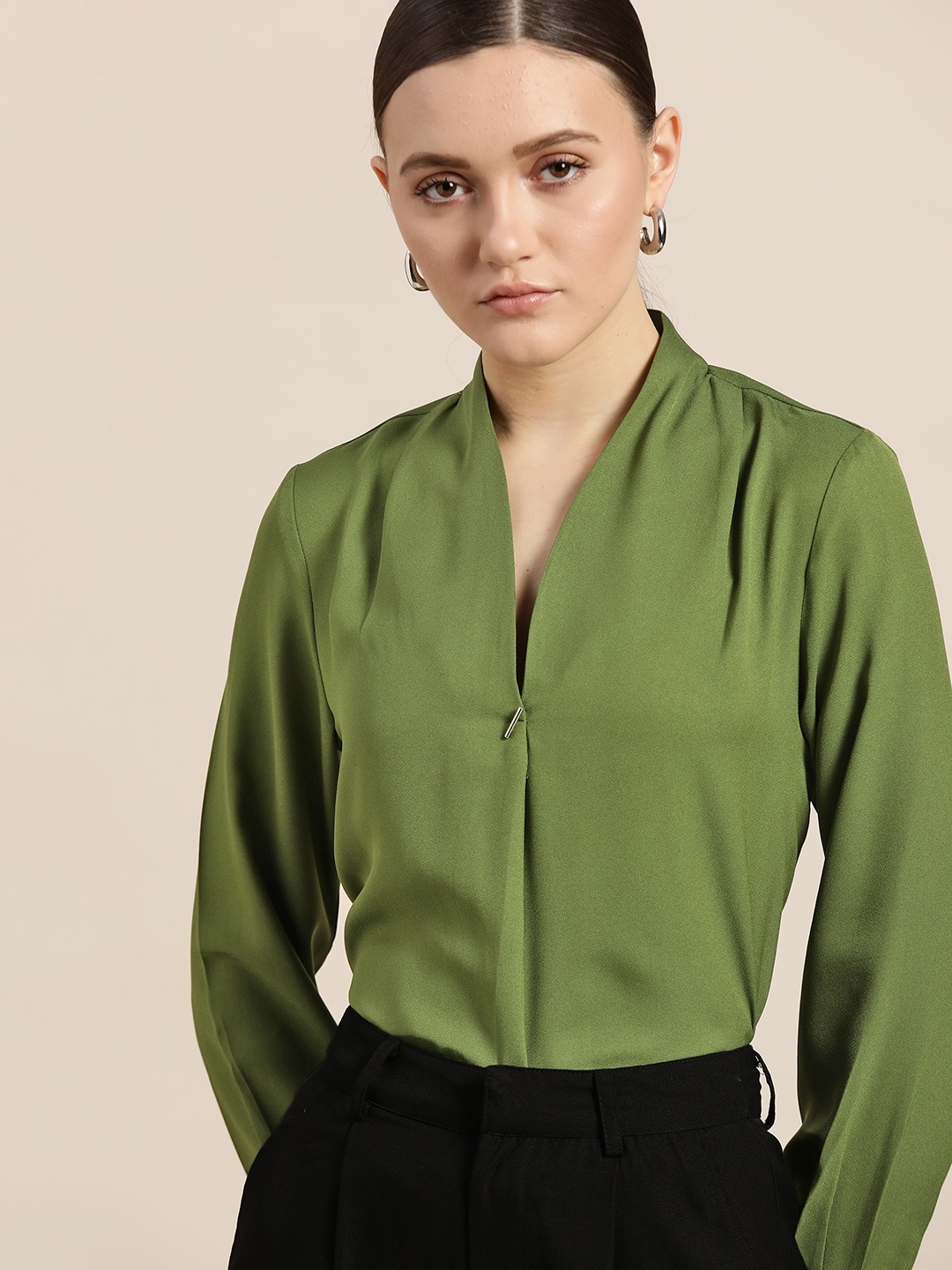 

her by invictus Olive Green Solid Top