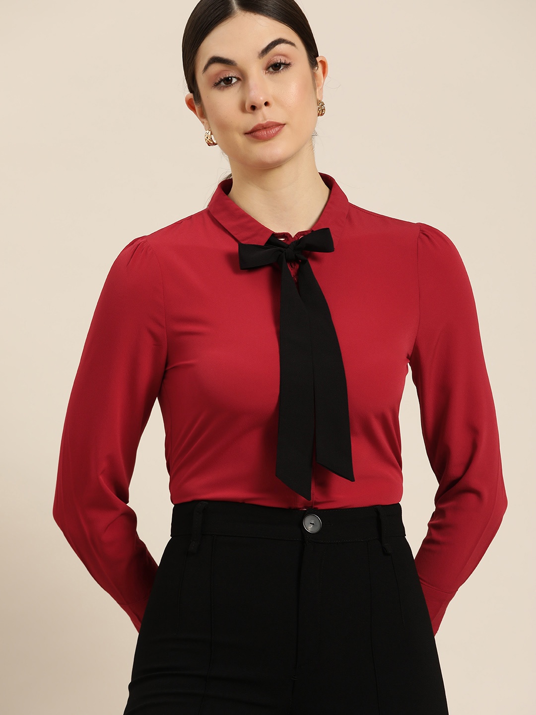 

her by invictus Women Red Solid Formal Shirt