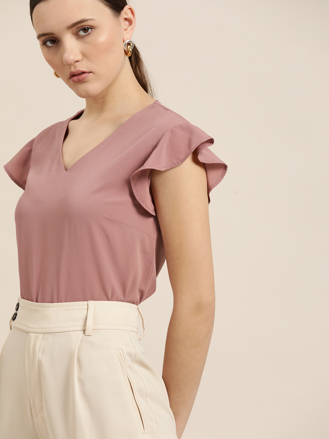 

her by invictus Pink Solid Regular Top