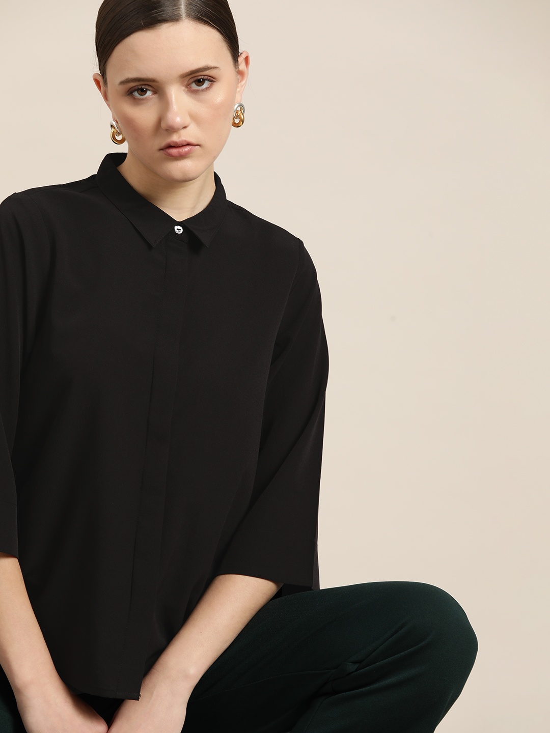 

her by invictus Women Black Opaque Casual Shirt