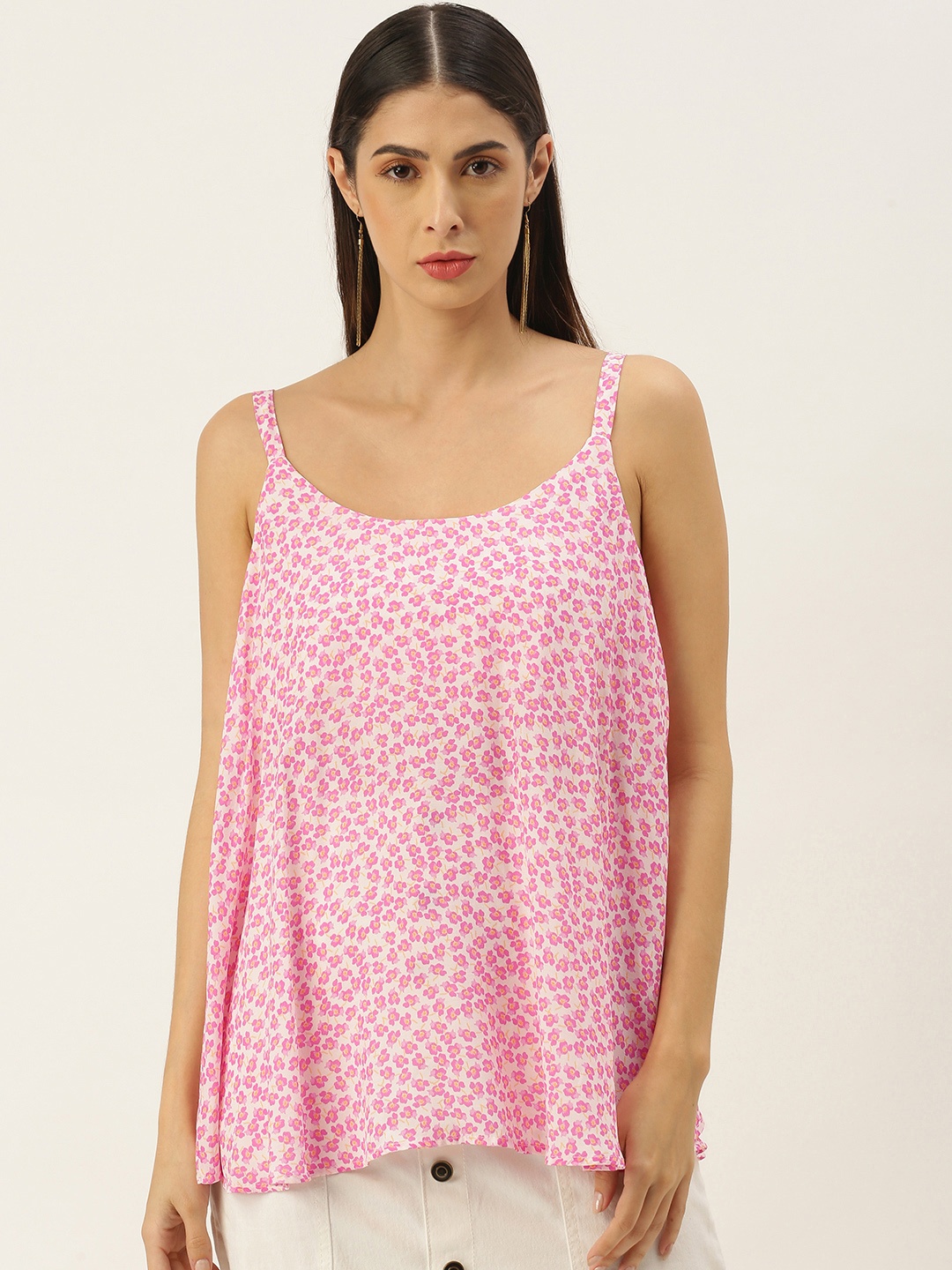 

Koton White & Pink Ditsy Floral A-Line Top