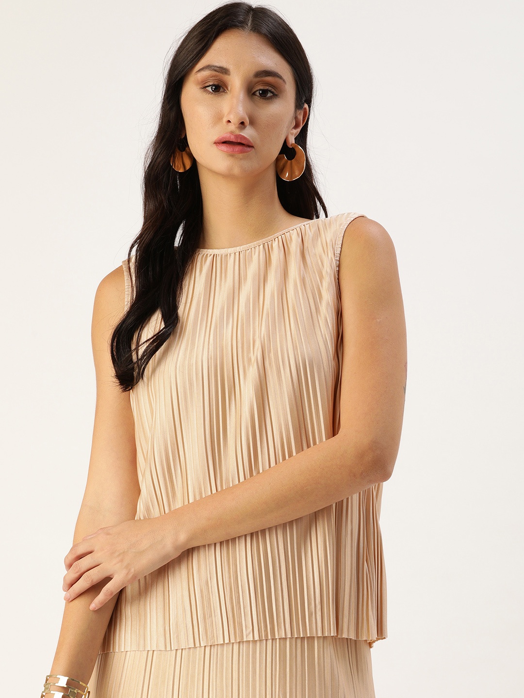 

Koton Beige Accordion Pleats Regular Top